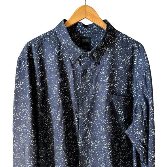 14th & Union New Men’s Geometric Print Long Sleeve Button Up Shirt Top Blue 2XL - Picture 4 of 8